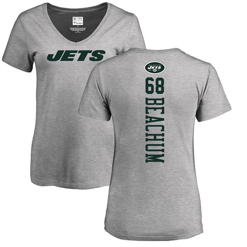 New York Jets Ash Women Kelvin Beachum Backer NFL Football #68 T Shirt->women nfl jersey->Women Jersey